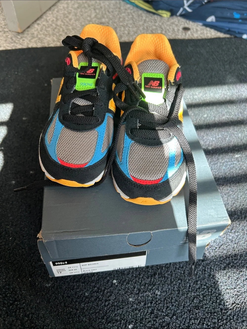 New Balance Kids Black Gray Blue Yellow Red Sneakers